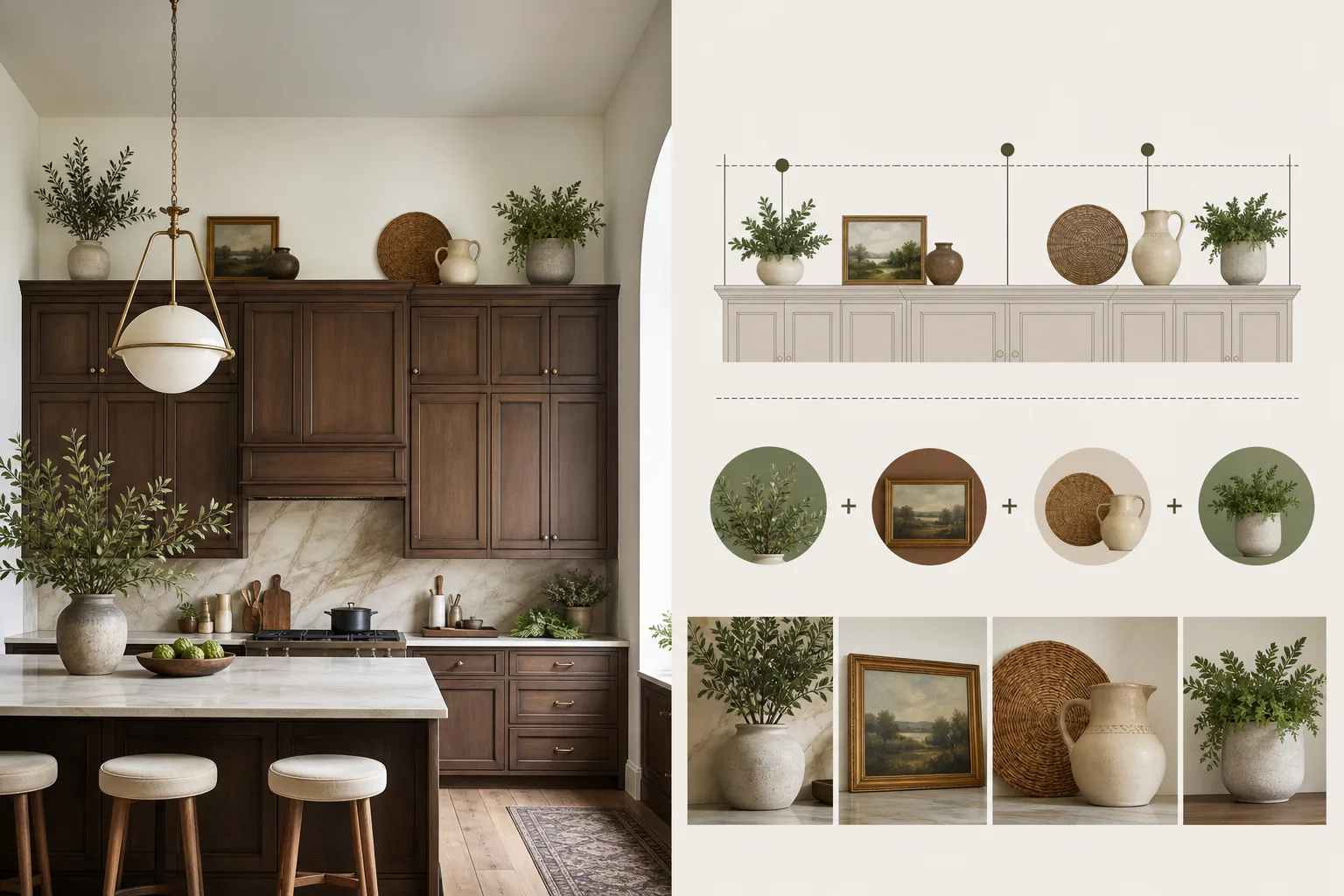 A Simple Formula for a Balanced Look — Above Kitchen Cabinet Decor Ideas for High Ceilings