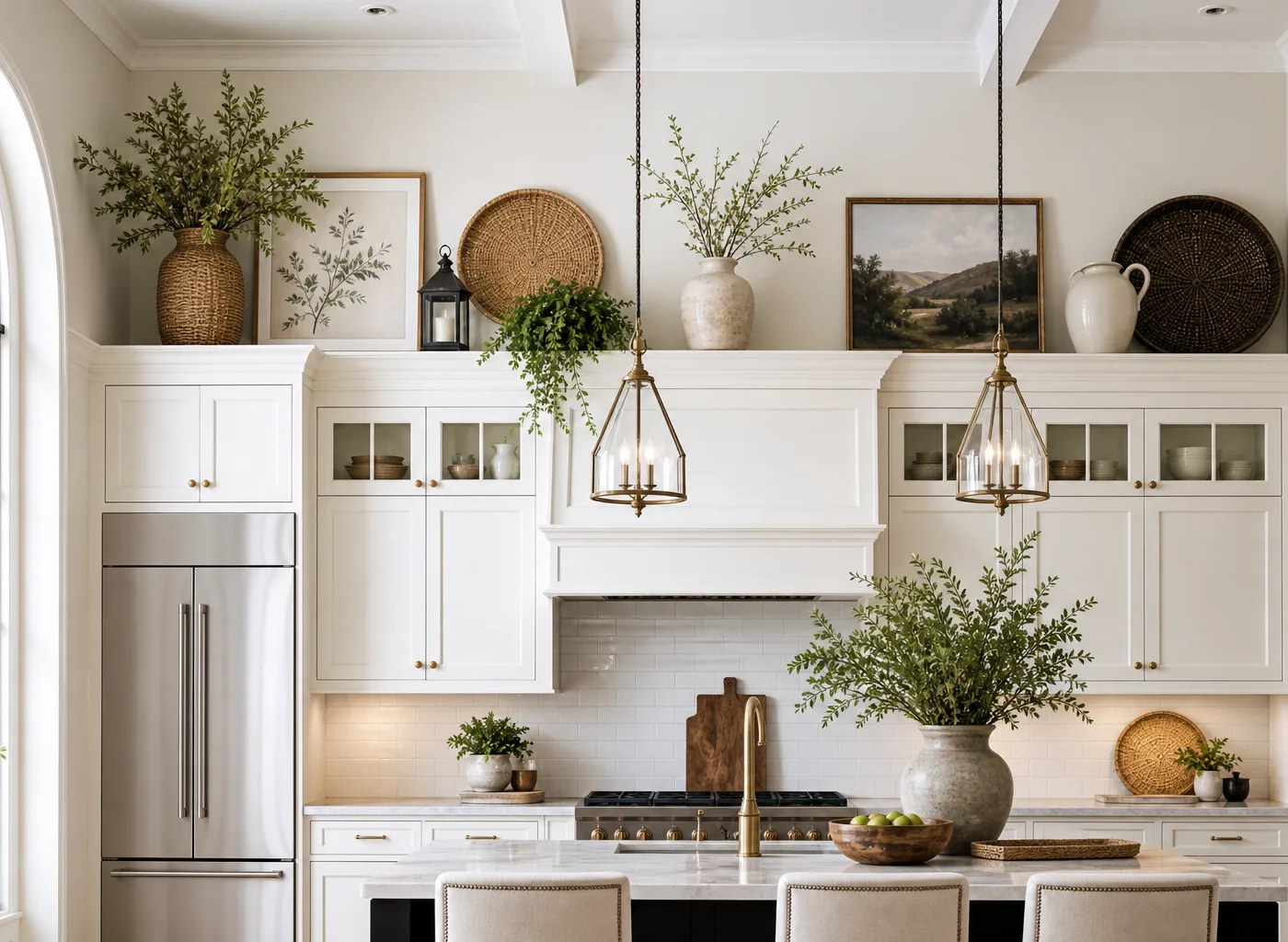 Above Kitchen Cabinet Decor Ideas for High Ceilings: 18 Stylish Ways to Fill the Space