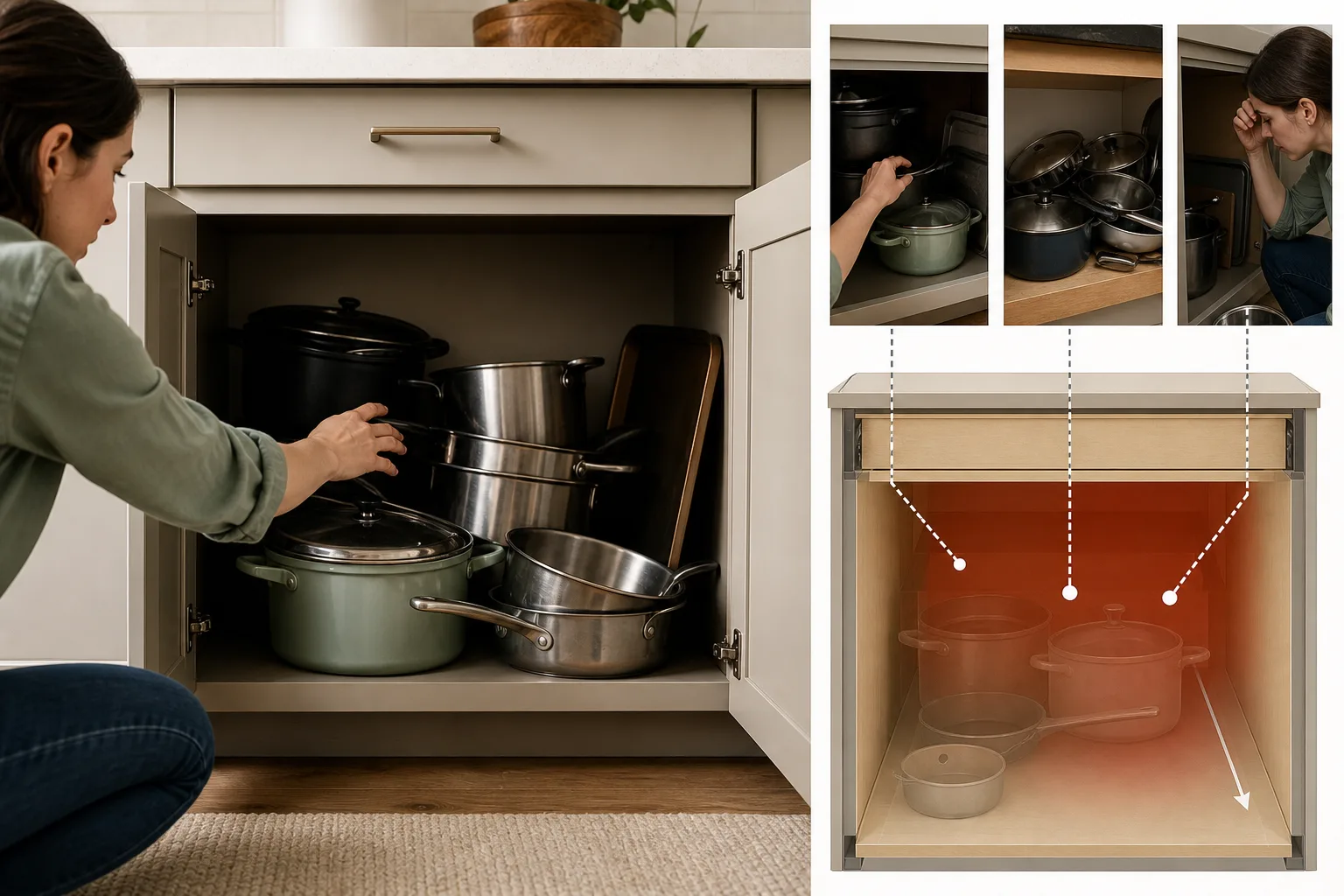 Start by Understanding What Makes Deep Cabinets Hard to Use — Deep Kitchen Cabinet Organization Ideas