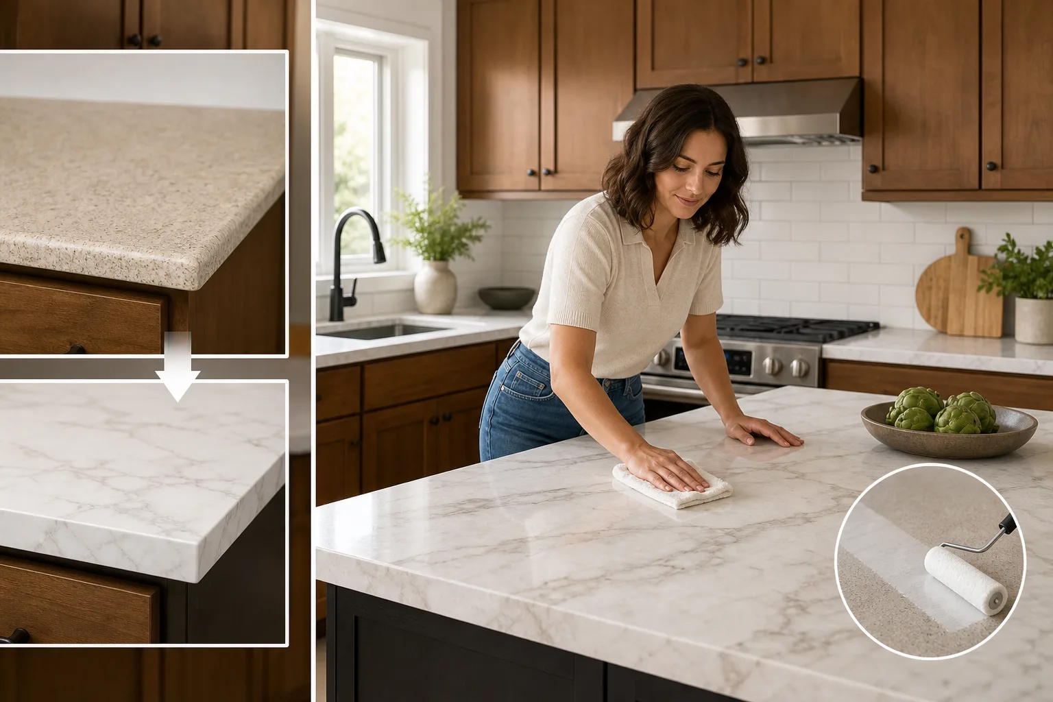 3. Update the Countertops or Refresh Their Surface — How to Update a Kitchen Without Replacing Cabinets