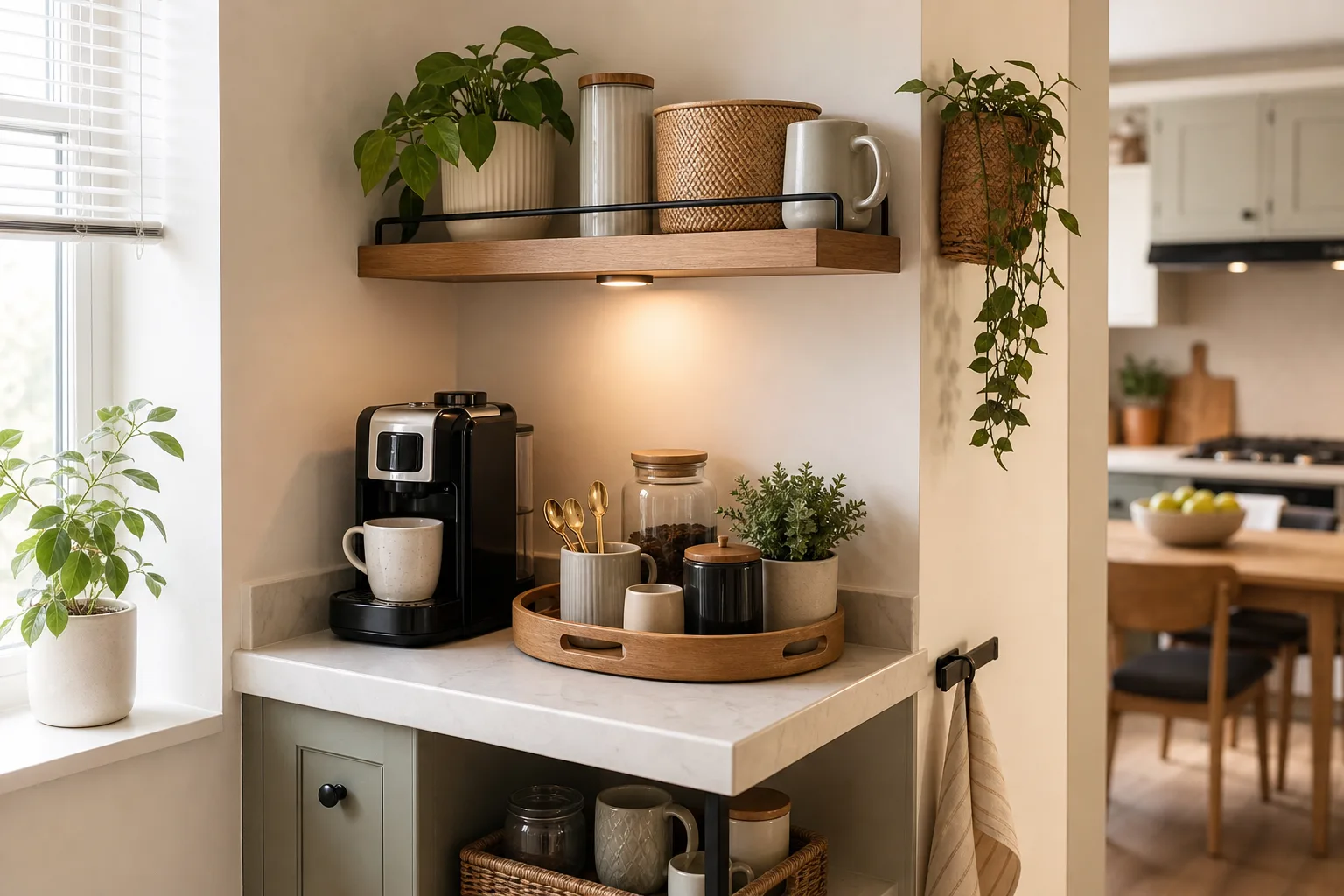 1. Create a Compact Coffee or Tea Corner — Kitchen Corner Decor Ideas for Small Spaces