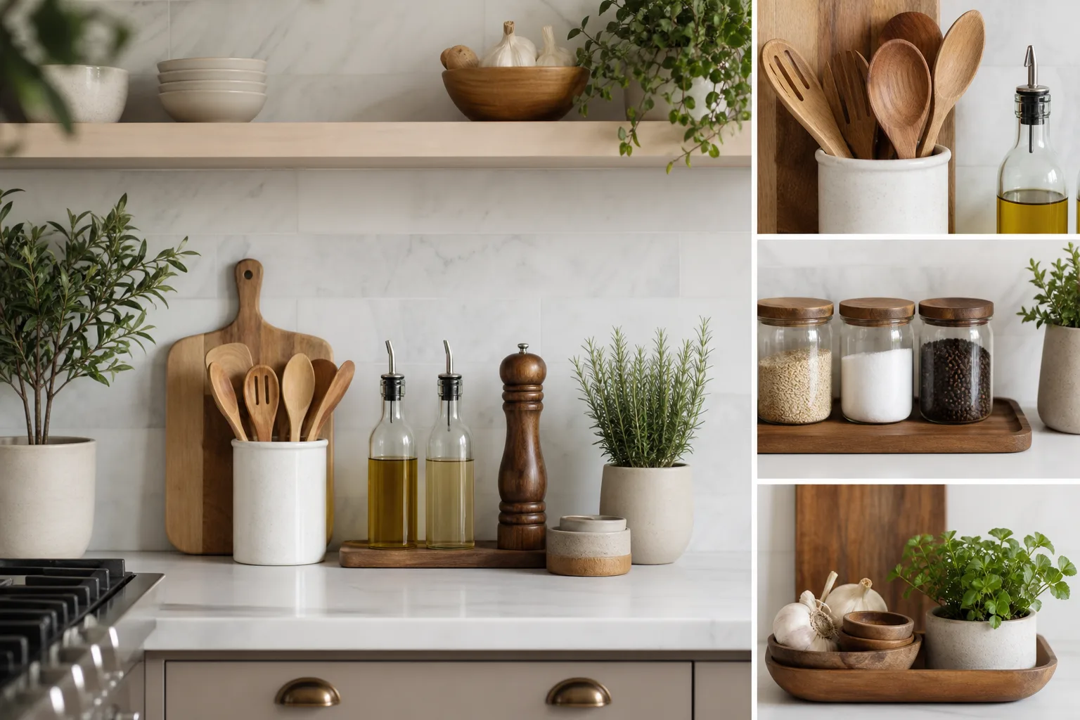 2. Display Everyday Cooking Essentials Beautifully — Kitchen Counter Decor Ideas Without Clutter
