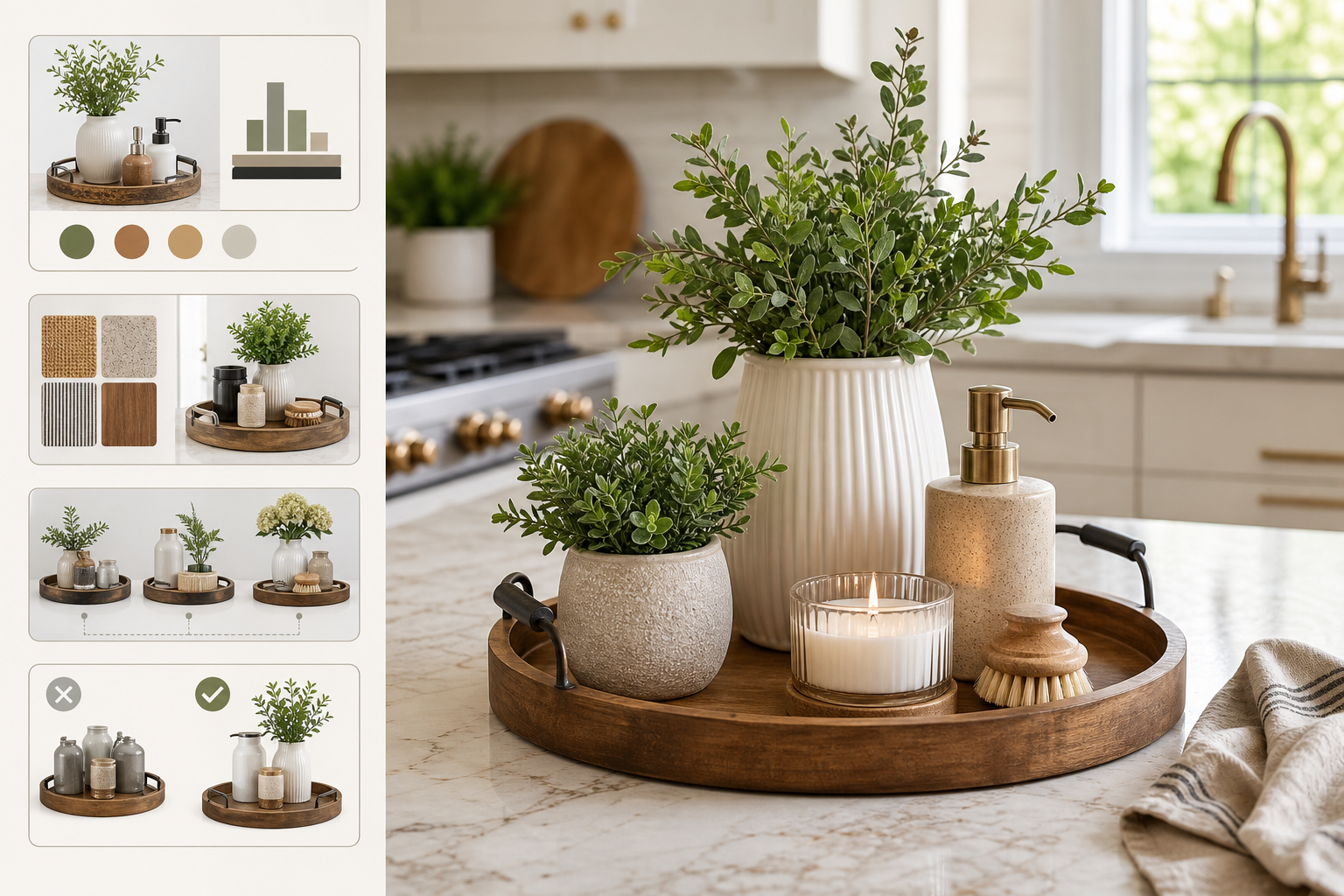 Styling Rules for a Balanced Counter Tray — kitchen counter tray decor ideas