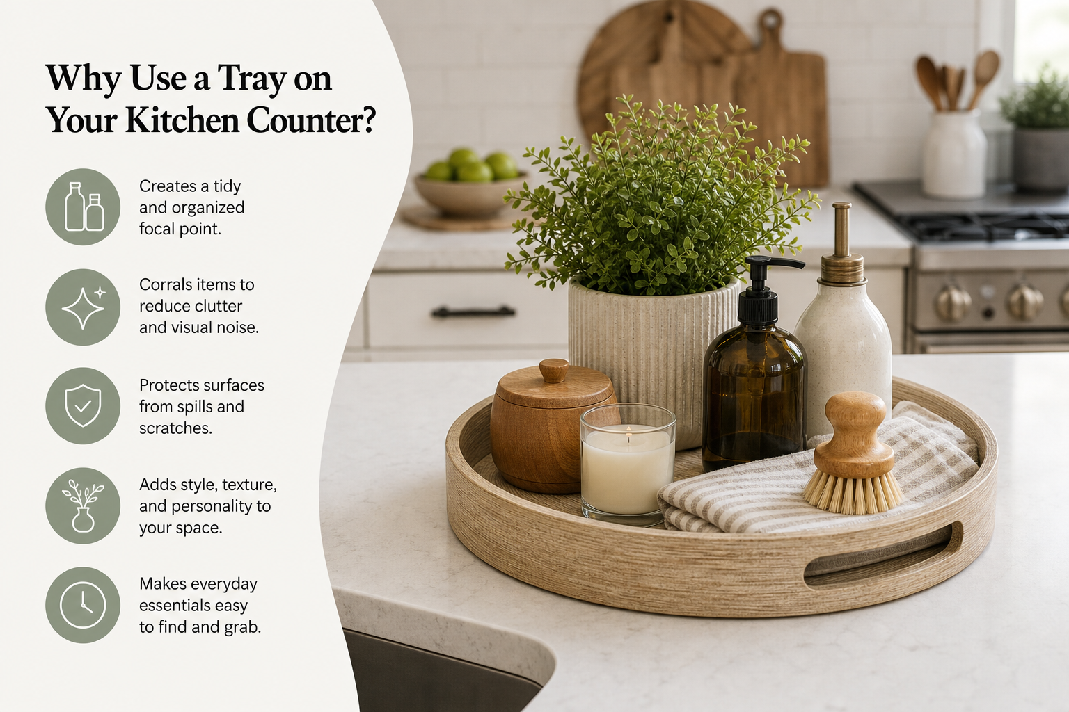 Why Use a Tray on Your Kitchen Counter? — kitchen counter tray decor ideas