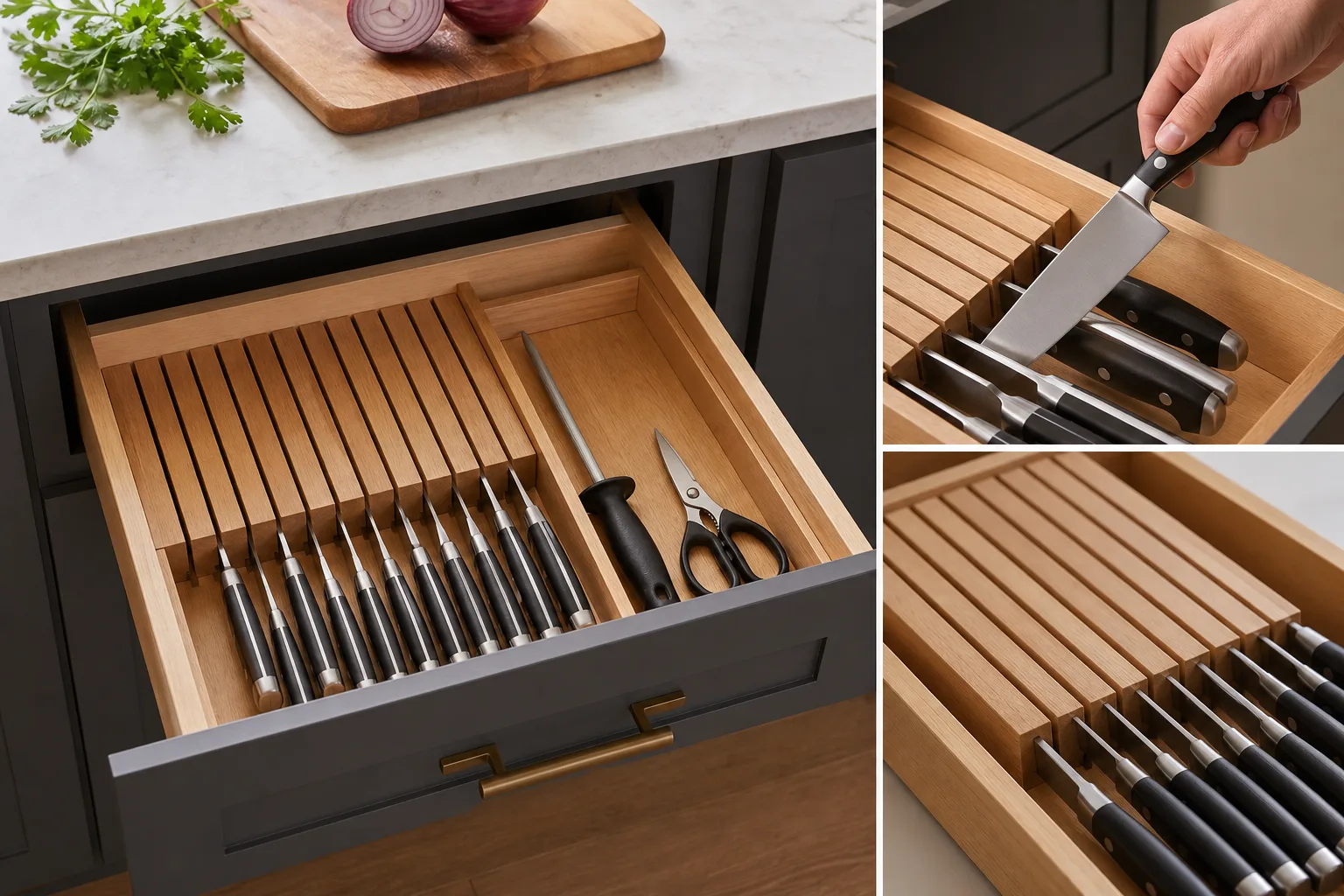 6. Give Knives a Safer Drawer System — kitchen drawer organization ideas