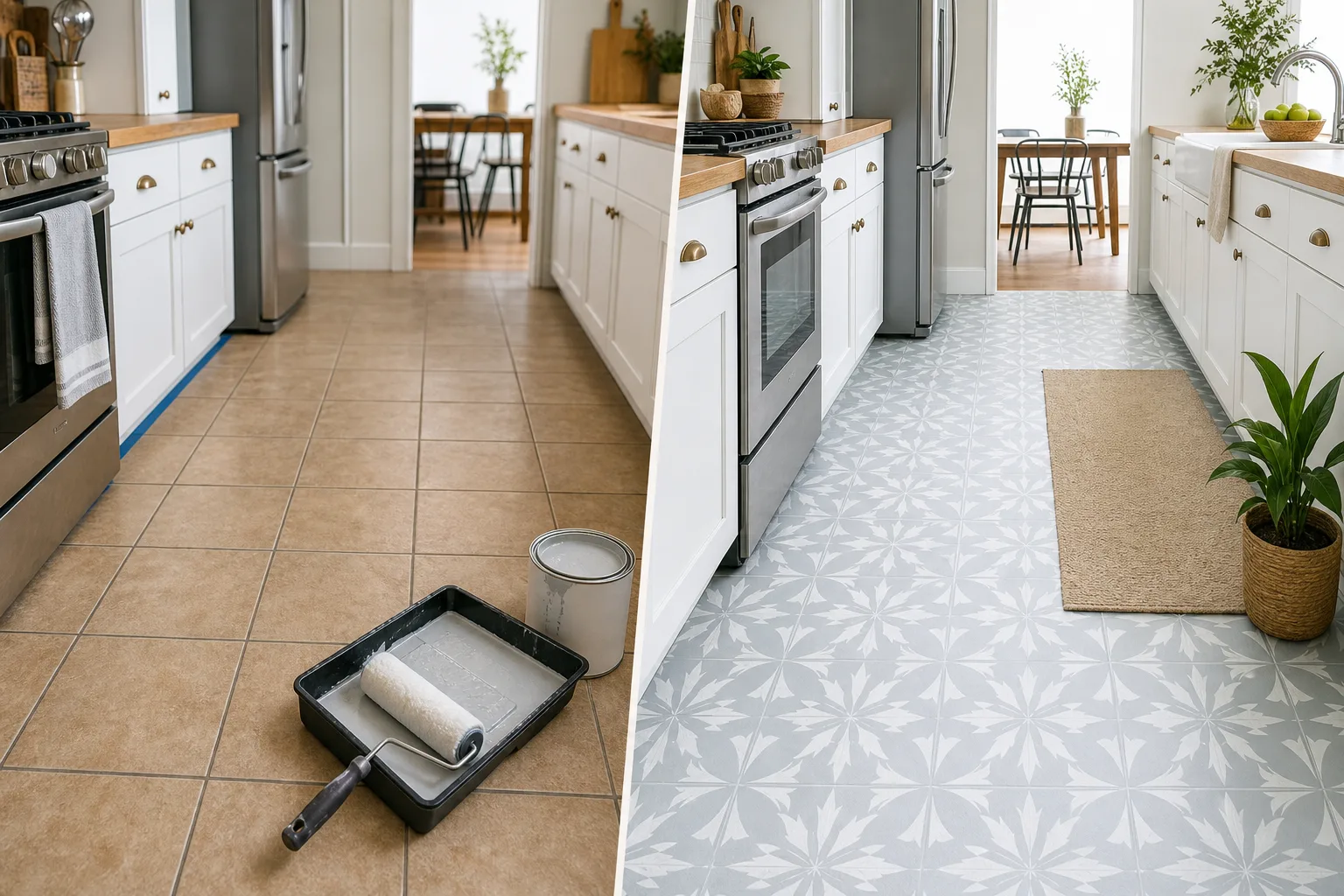 2. Paint the Tile for a Dramatic Budget Update — Kitchen Floor Makeover Without Replacing Tile