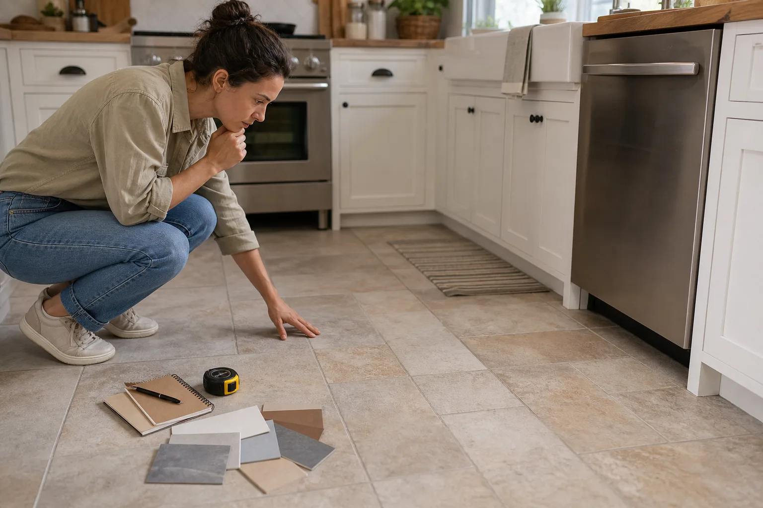 Start by Assessing Your Existing Tile — Kitchen Floor Makeover Without Replacing Tile