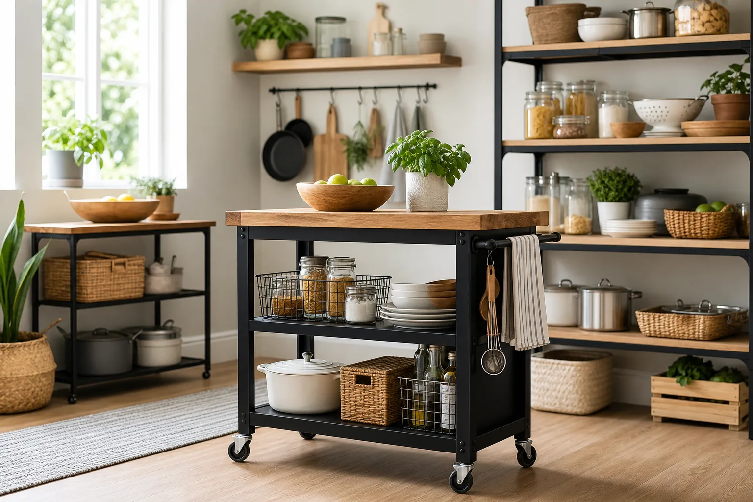3. Add a Rolling Kitchen Cart — Kitchen Storage Ideas Without Cabinets