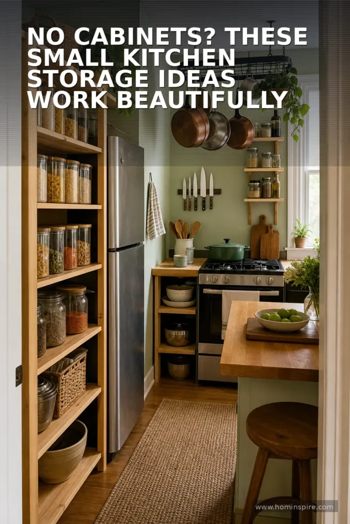 No Cabinets? These Small Kitchen Storage Ideas Work Beautifully