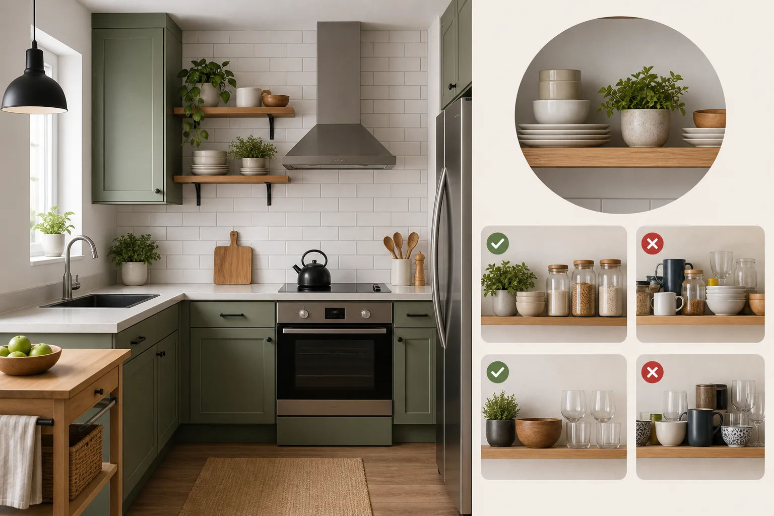 Use Open Shelving Carefully — modern small kitchen decor ideas
