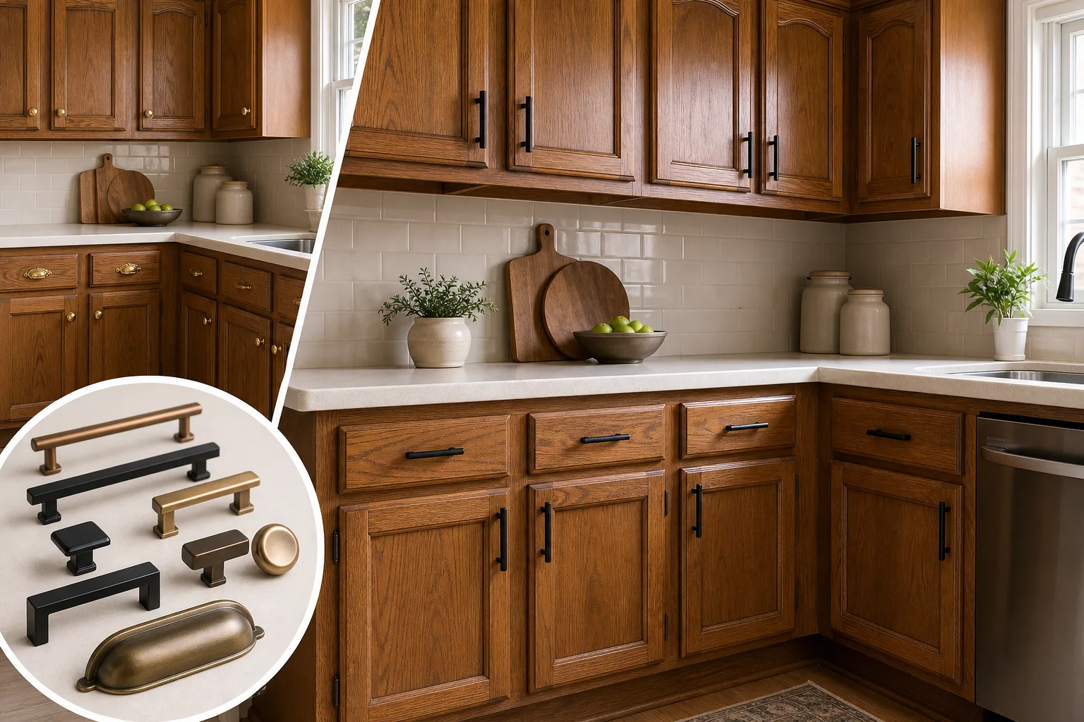 4. Update Hardware for an Immediate Improvement — Old Wood Kitchen Cabinets Makeover
