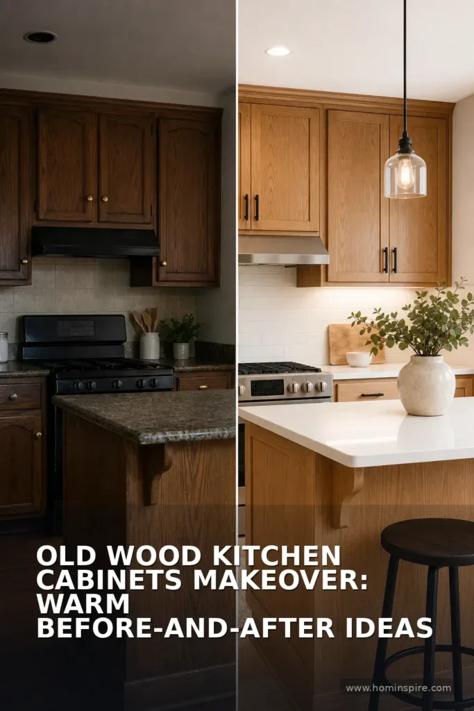 Old Wood Kitchen Cabinets Makeover: Warm Before-and-After Ideas