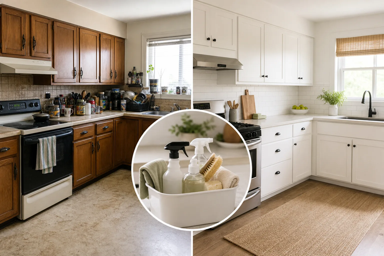 1. Deep Clean and Remove Visual Clutter — Outdated Kitchen Makeover Ideas on a Budget