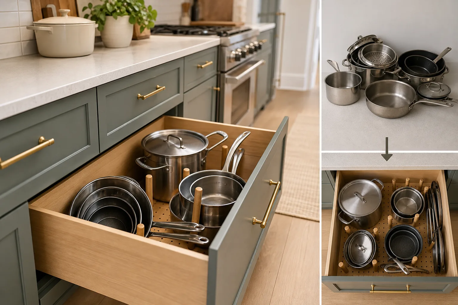 3. Use a Deep Drawer for Pots and Pans — Pots and Pans Storage Ideas for Small Kitchens