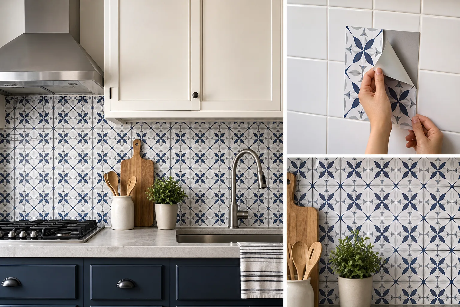 4. Tile Decals for Existing Backsplash Tile — Renter Friendly Kitchen Backsplash Ideas