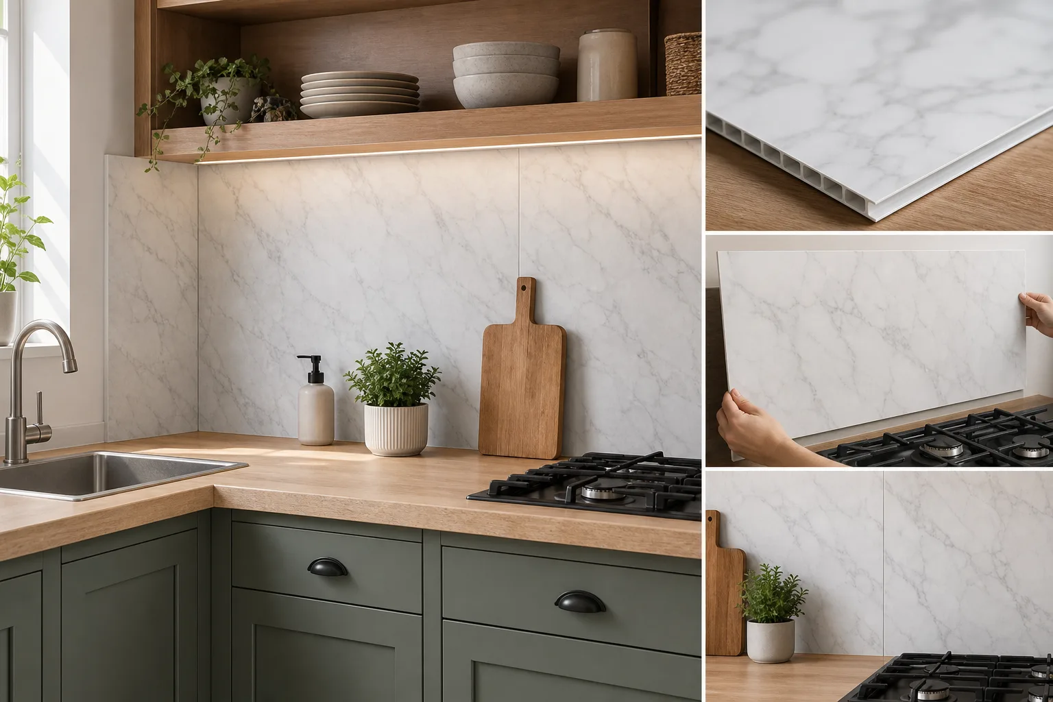 5. Lightweight PVC or Composite Backsplash Panels — Renter Friendly Kitchen Backsplash Ideas