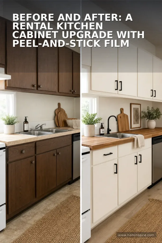 Before and After: A Rental Kitchen Cabinet Upgrade With Peel-and-Stick Film