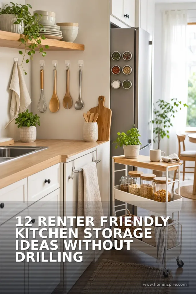 12 Renter Friendly Kitchen Storage Ideas Without Drilling