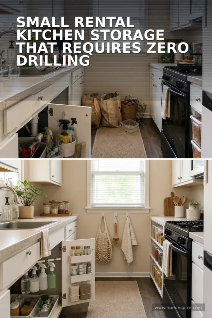 Small Rental Kitchen Storage That Requires Zero Drilling