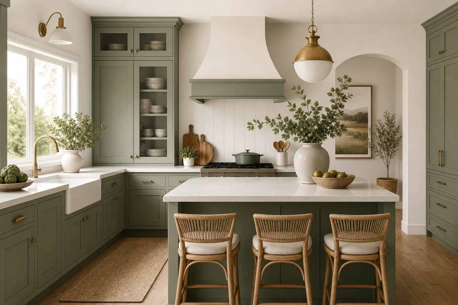 5. Pair Sage Green With Warm White Walls — Sage Green Kitchen Decor Ideas