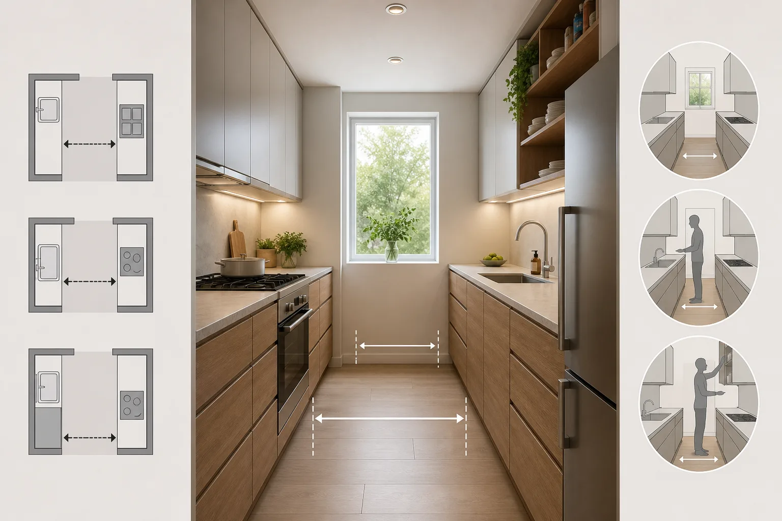 Start With the Right Galley Kitchen Dimensions — Small Galley Kitchen Layout Ideas