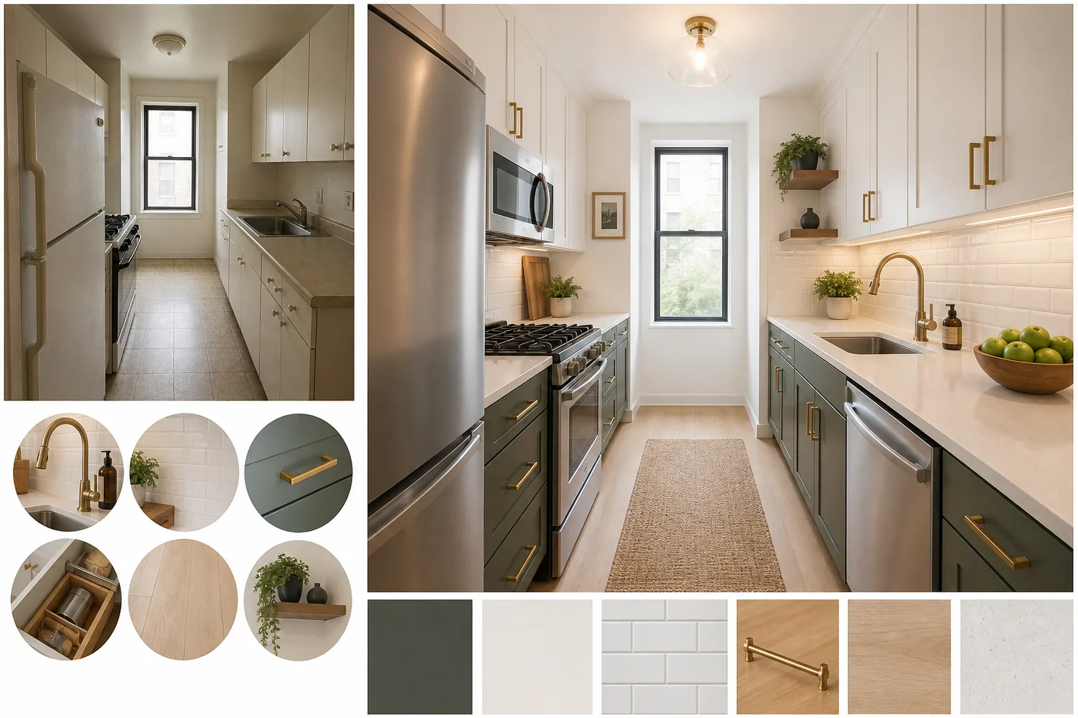 Budget-Friendly Before-and-After Upgrades — small galley kitchen makeover before and after