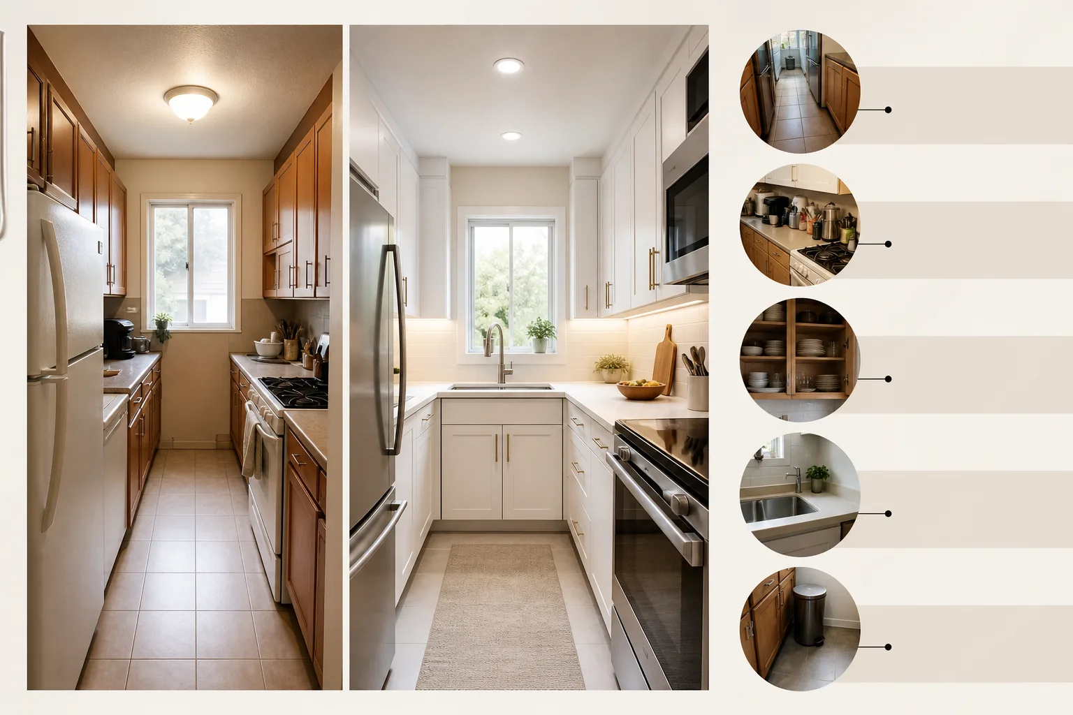 What Makes a Small Galley Kitchen Challenging? — small galley kitchen makeover before and after