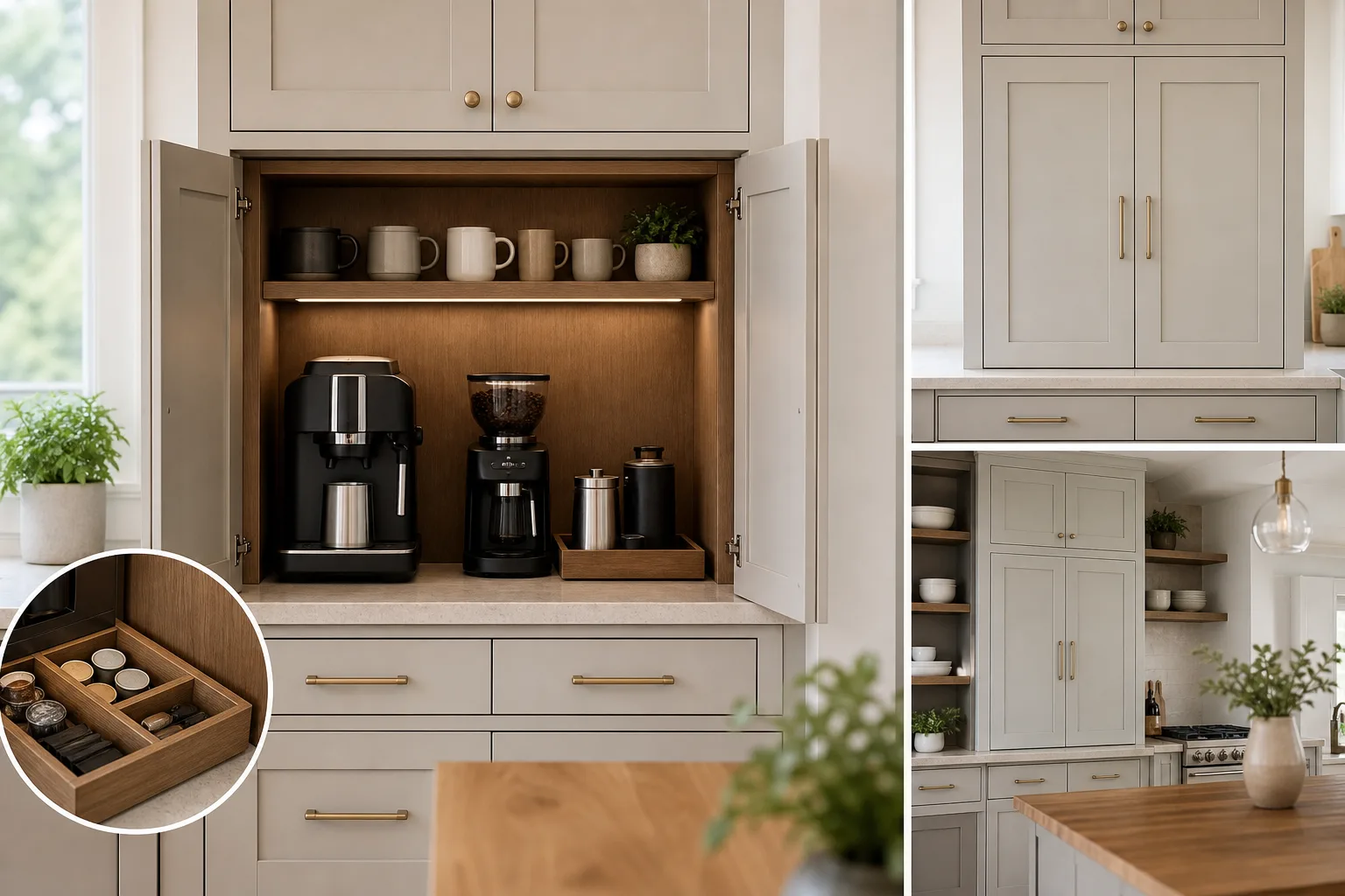 2. Create a Dedicated Coffee Station Garage — small kitchen appliance garage ideas