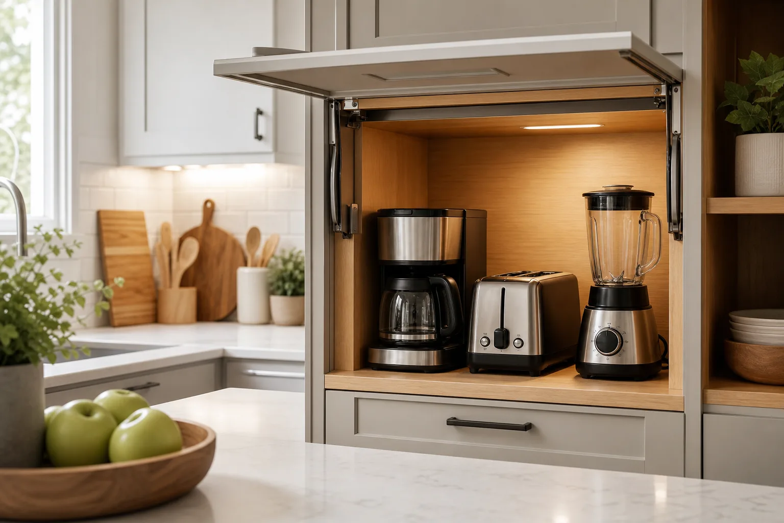 1. Create an Appliance Garage for Everyday Tools — Small Kitchen Appliance Storage Ideas