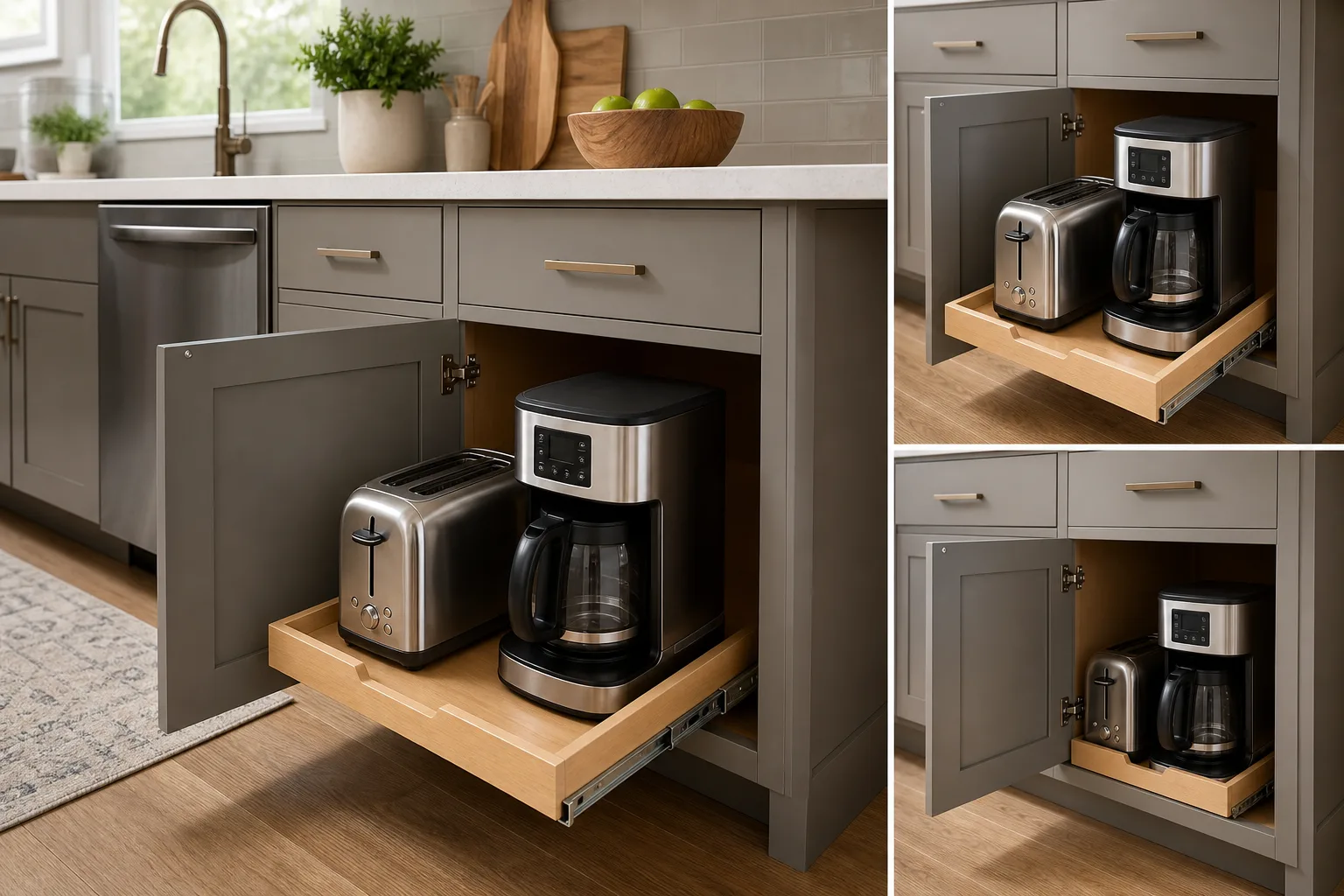 2. Use a Pull-Out Shelf in a Base Cabinet — Small Kitchen Appliance Storage Ideas