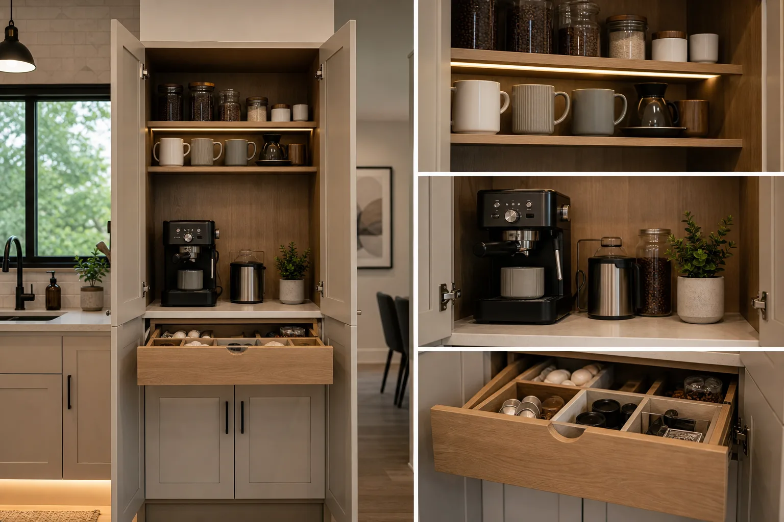 4. Create a Cabinet Coffee Station — small kitchen coffee station ideas