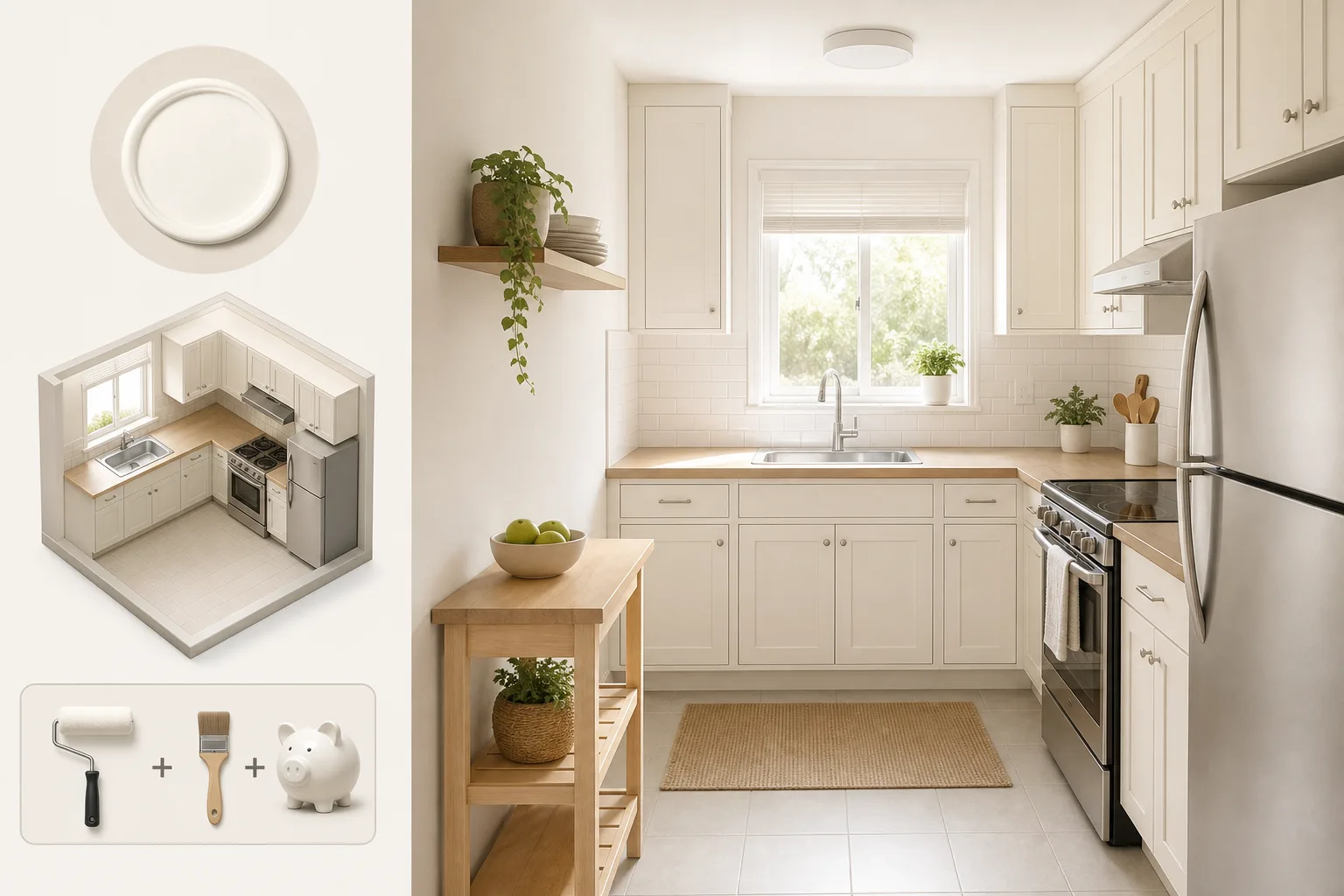 2. Use One Light Color to Expand the Room — small kitchen design ideas on a budget