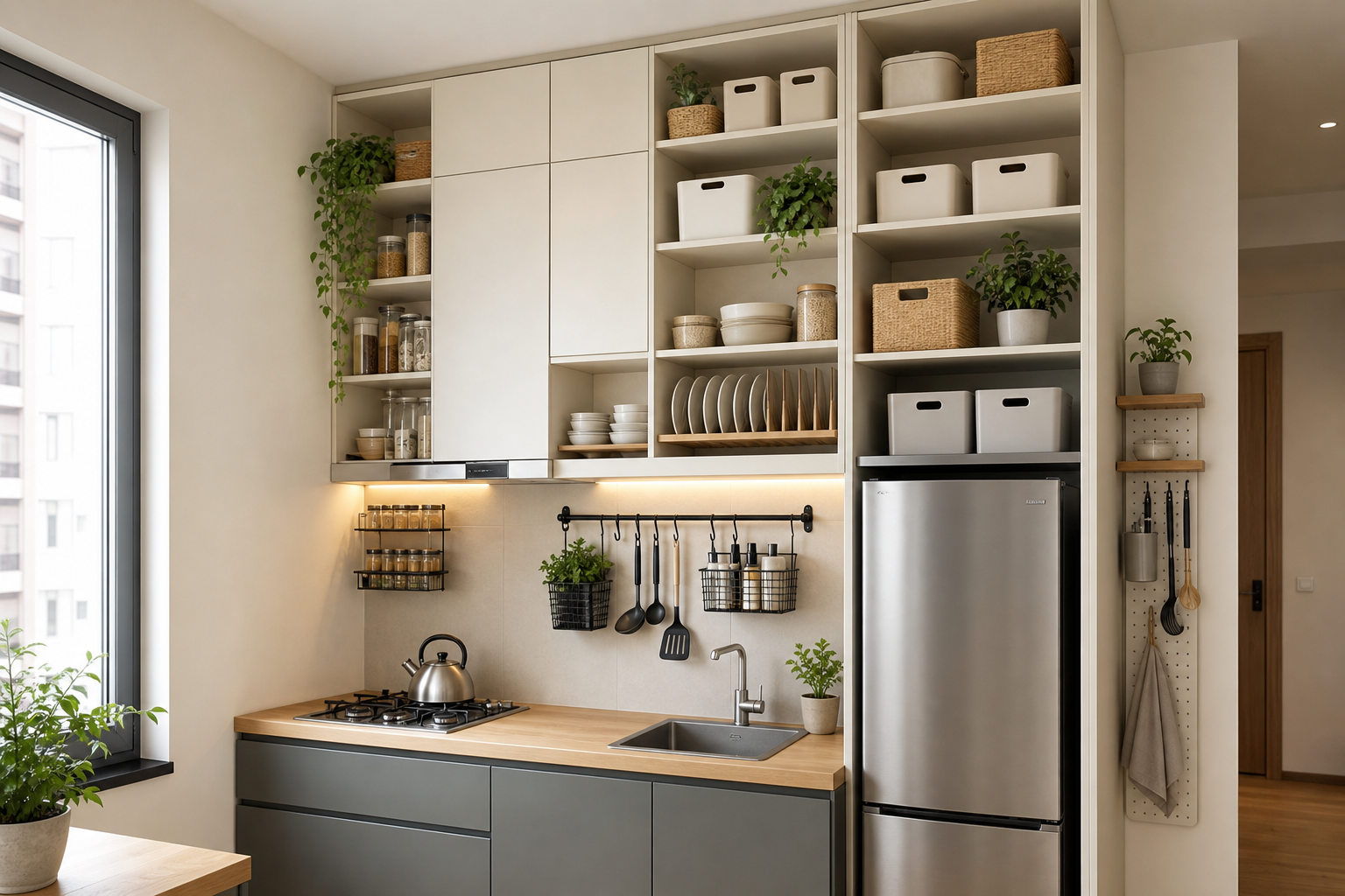 Use Vertical Space From Counter to Ceiling — small kitchen ideas for apartments