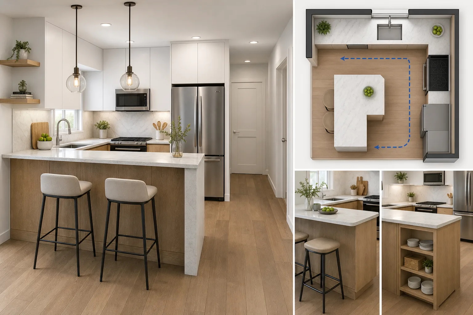 4. Turn a Small Peninsula Into an Island Alternative — small kitchen ideas with island