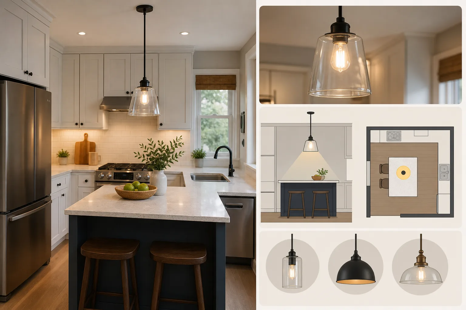4. Add a Small Pendant Over an Island or Peninsula — small kitchen lighting ideas