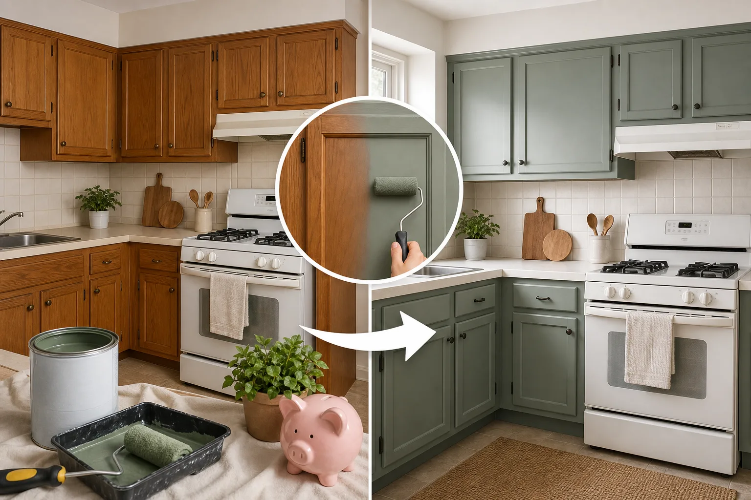 2. Paint Cabinets Instead of Replacing Them — Small Kitchen Makeover on a Budget