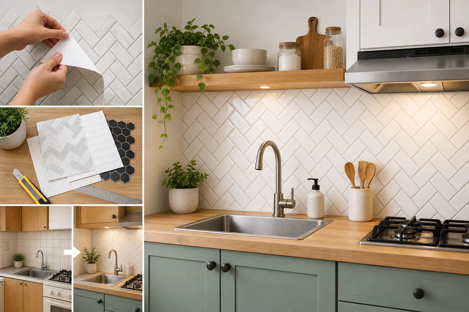 5. Add a Budget Backsplash With Big Personality — Small Kitchen Makeover on a Budget