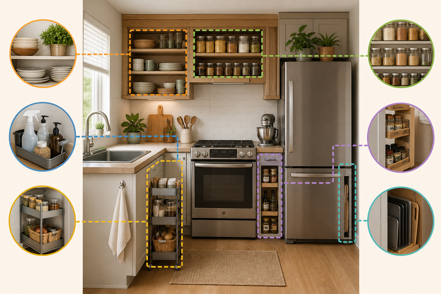 1. Start by Creating Pantry Zones, Not One Pantry Area — small kitchen storage ideas without a pantry