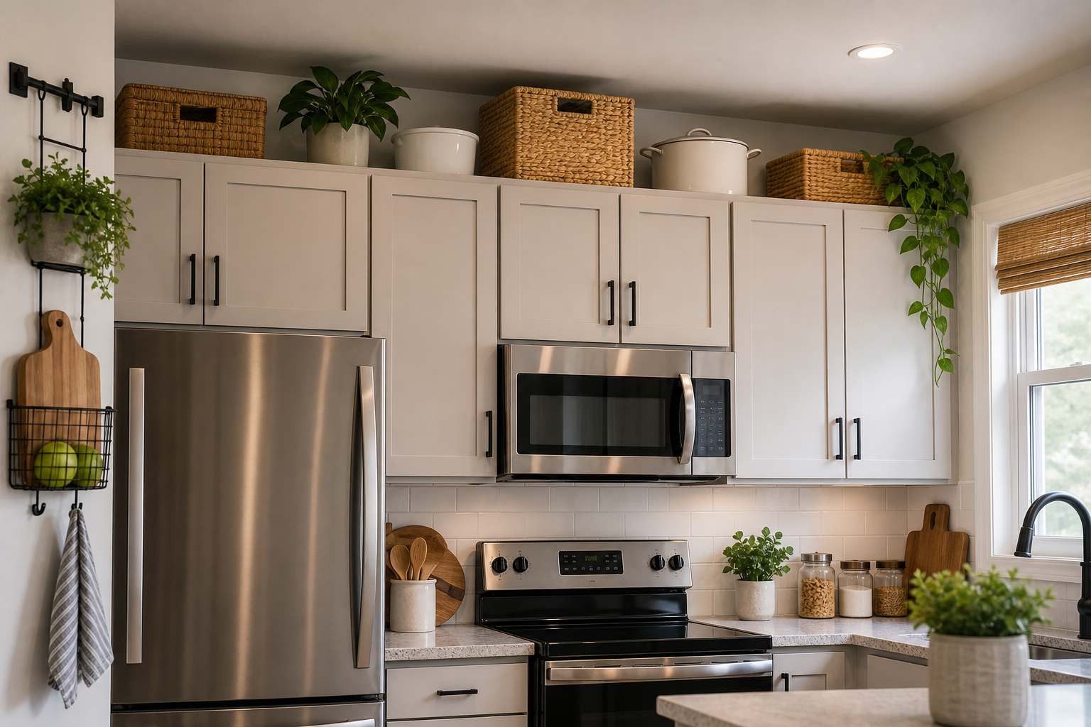 6. Make Use of the Space Above Cabinets — small kitchen storage ideas without a pantry