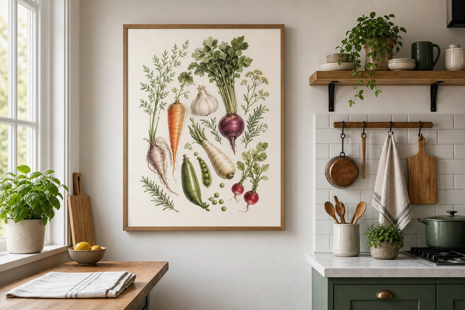 1. Hang One Oversized Food or Botanical Print — Small Kitchen Wall Decor Ideas