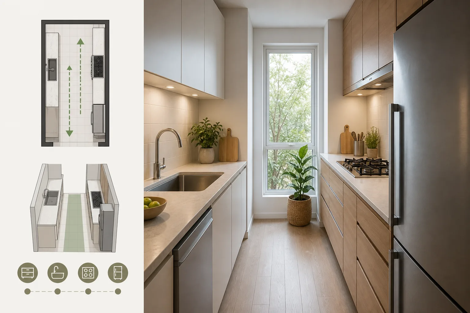 2. Choose a Classic Galley Layout for Maximum Efficiency — Small Narrow Kitchen Layout Ideas