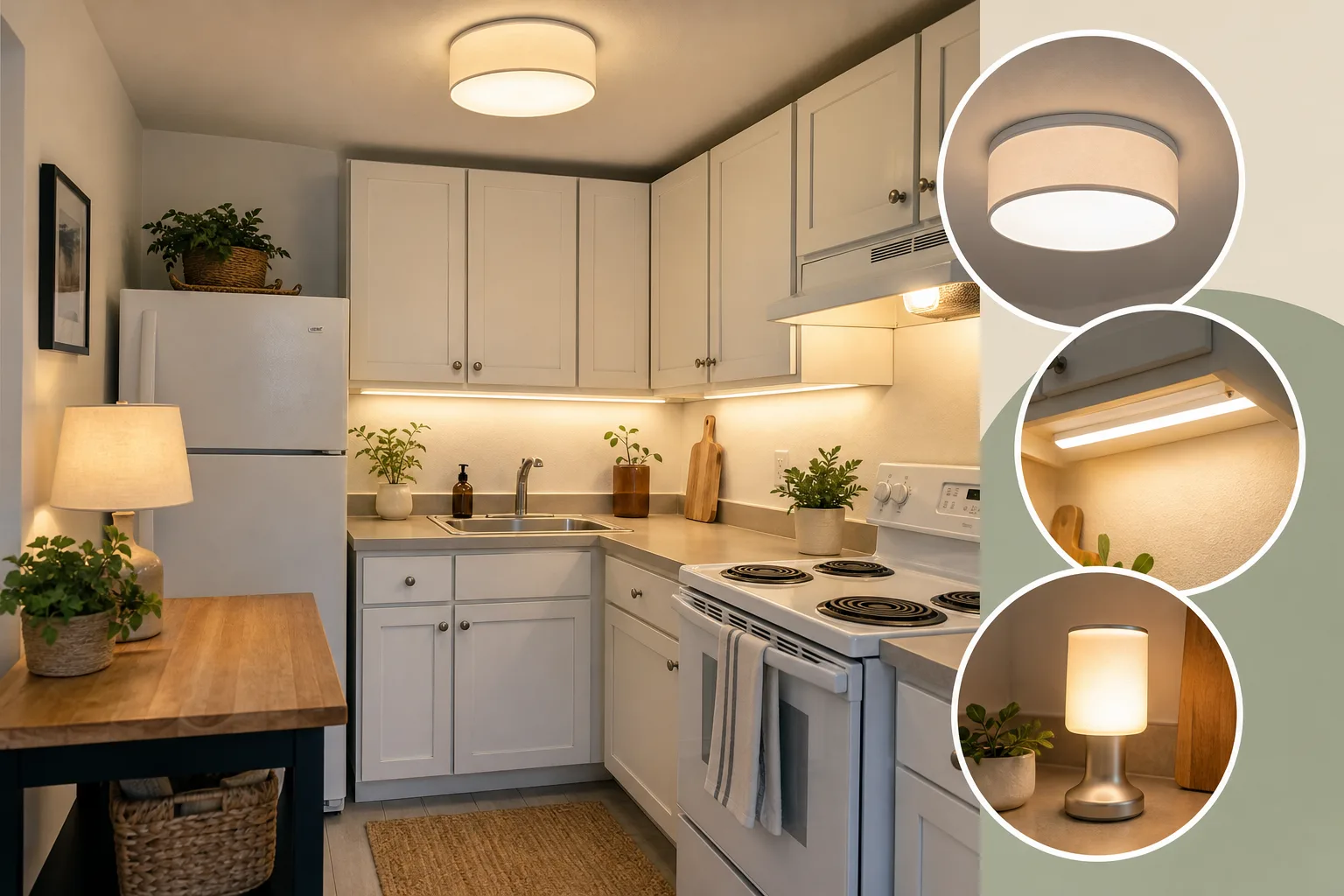 3. Upgrade Lighting Without Rewiring — Small Rental Kitchen Makeover on a Budget