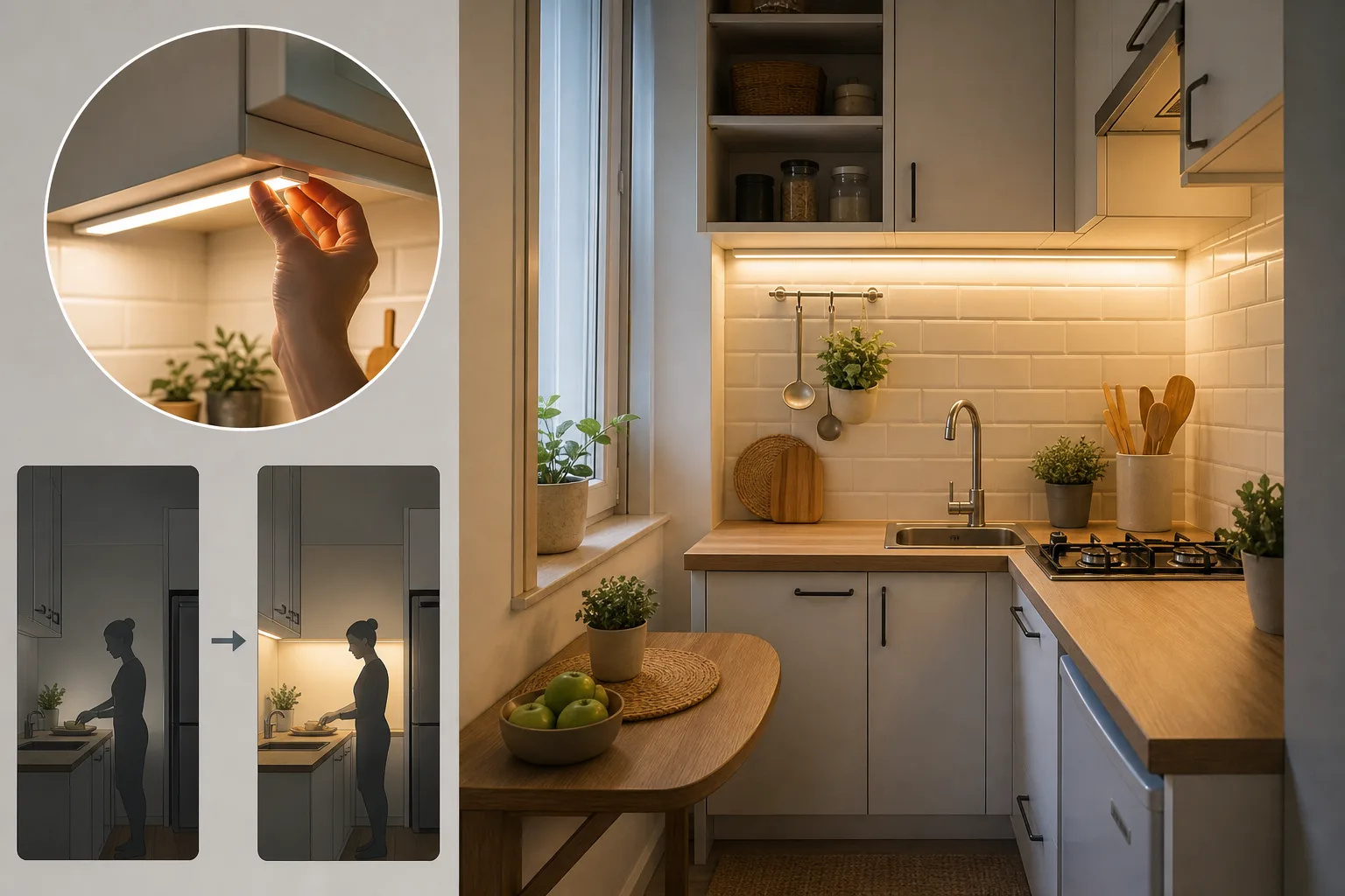 3. Add Under-Cabinet Lighting — very small kitchen ideas on a budget