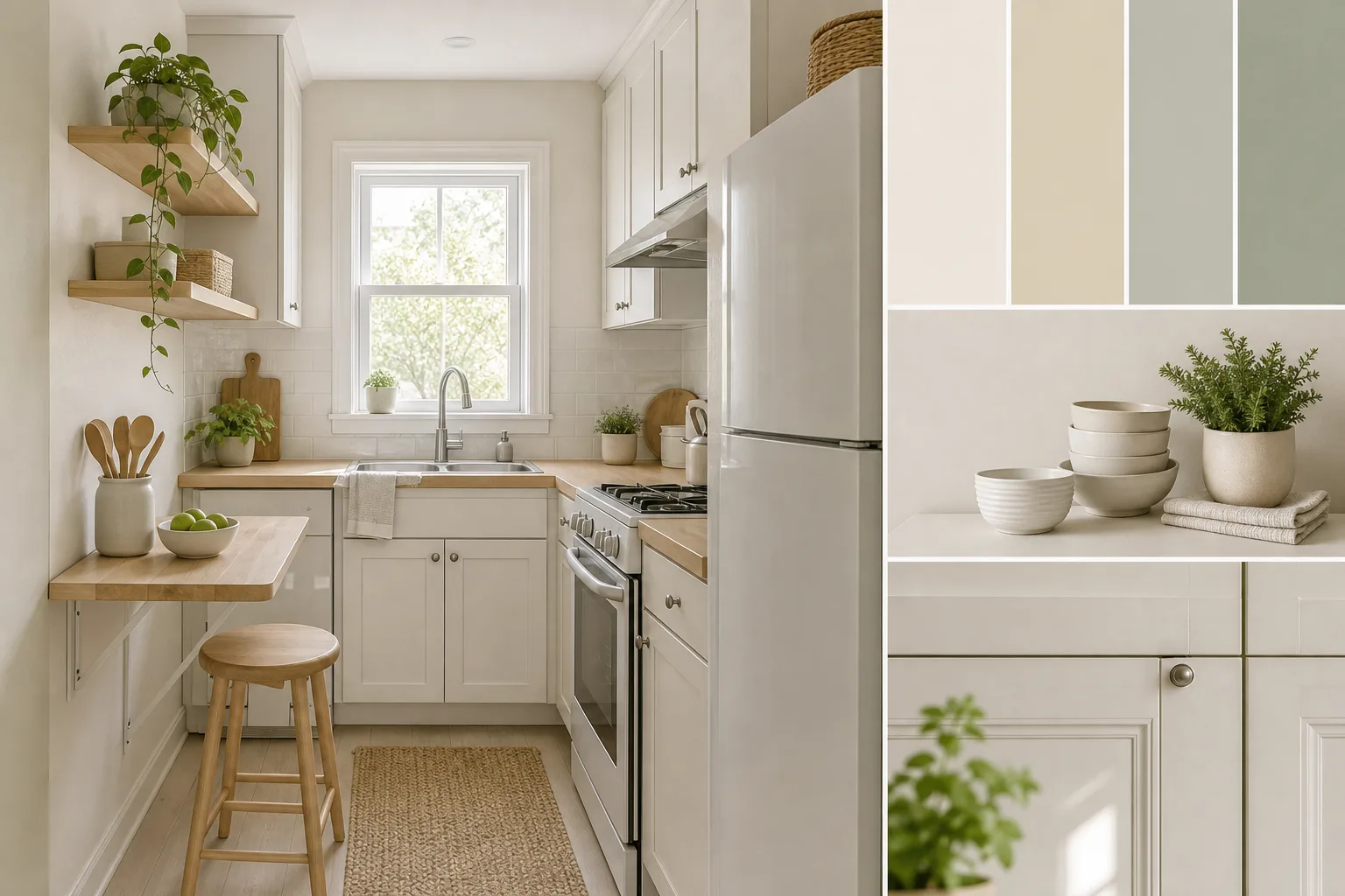4. Choose a Light, Cohesive Color Palette — very small kitchen ideas on a budget