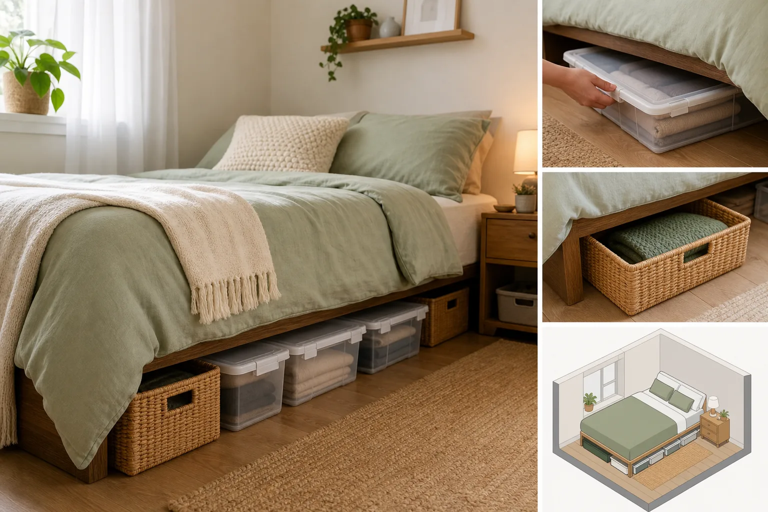 4. Make the Bed Work Harder With Under-Bed Storage — small bedroom ideas on a budget