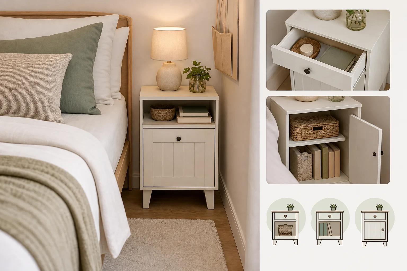5. Choose a Small Nightstand With Storage — small bedroom ideas on a budget