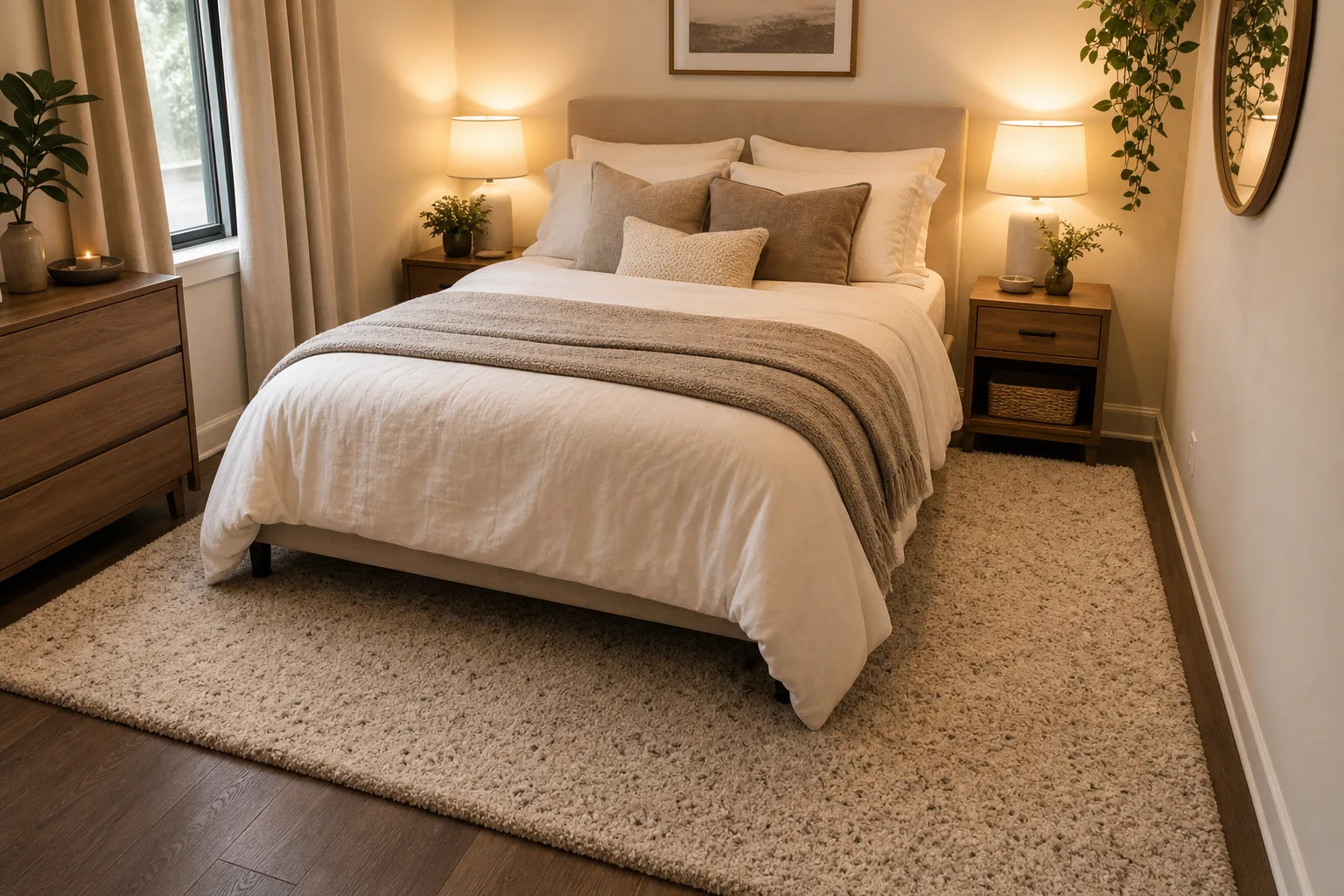 5. Add a Rug That Extends Beyond the Bed — small cozy bedroom ideas